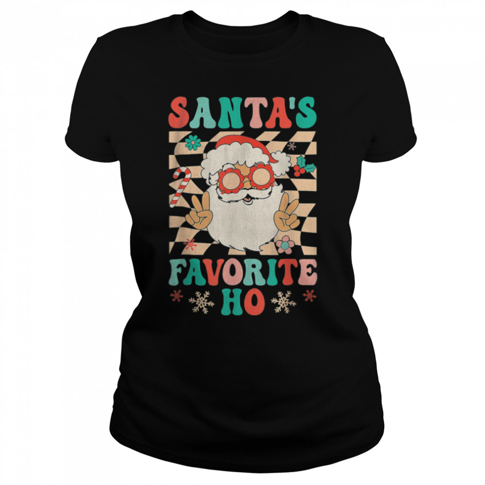 Retro Groovy Christmas Tis The Season Hippie Santa Claus PJs T- B0BK1VQLXV Classic Women's T-shirt