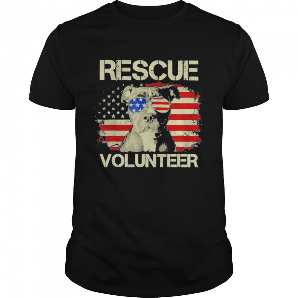 Pitbull rescue volunteer American flag shirt