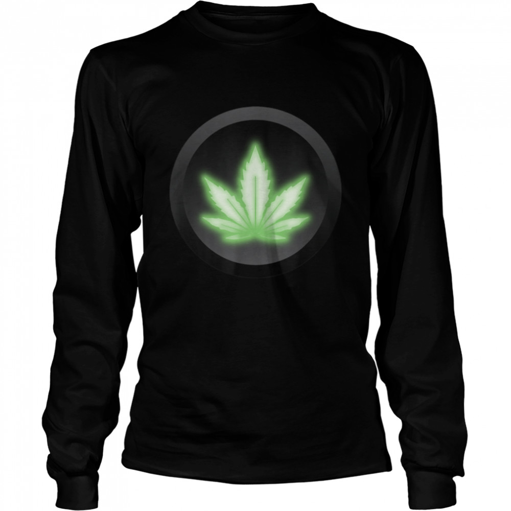 Cannabis Leaf Icon Medical Marijuana Button 420 Weed Symbol T- B0BLTBPQ4P Long Sleeved T-shirt