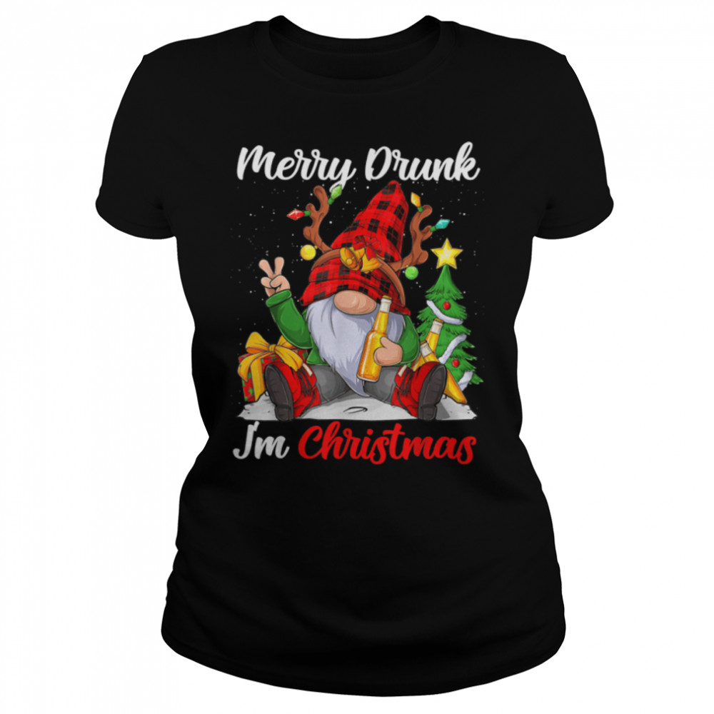 Funny Merry Drunk I'm Christmas Matching Beer Lover Pajama T- B0BN8PYVZF Classic Women's T-shirt