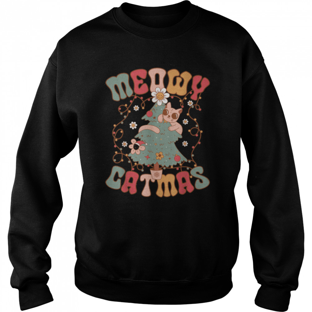 Meowy Catmas Groovy Christmas T- B0BN8TNX1K Unisex Sweatshirt