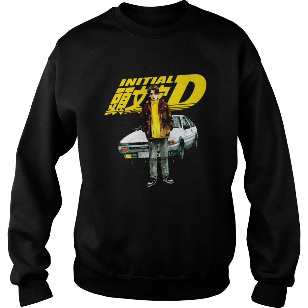 Anime Yellow Logo Design Initial D shirt Unisex Sweatshirt